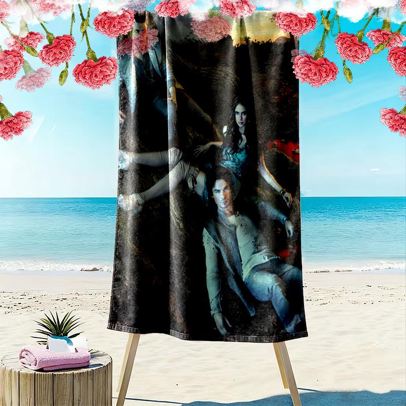 Vampire Diaries: Rainy Night Gathering Beach Towel Portable for Travel Beach Absorbent Bath Towel Quick-drying Swim Towel Seaside