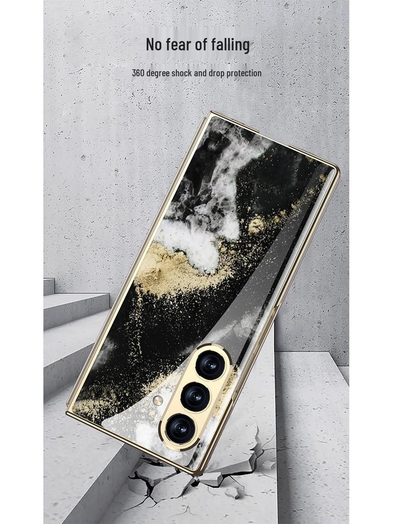Samsung Z Fold7 Marble Folding Case: Stylish & Trendy Glass Cover for Women