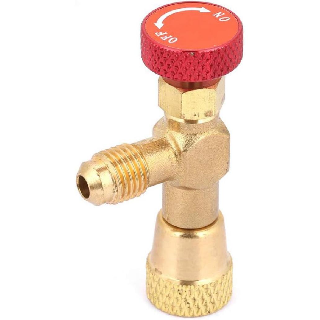 PolaLander 1pc R410A Air Conditioning Refrigerant Valve Adapter 1/4  SAE Male to 5/16  SAE Female Charging Hose Flow Control Valves R410A 1/4  - 5/16