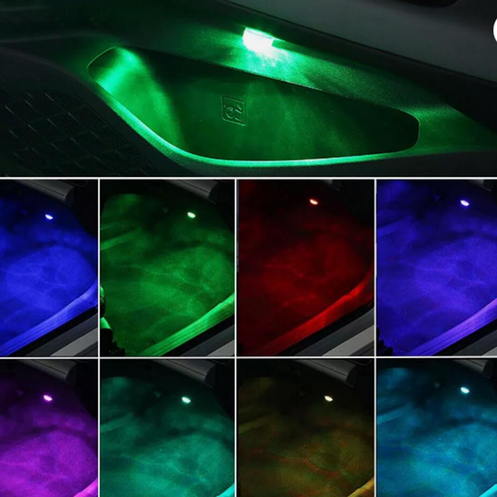 1/2/4pcs Remote Control Car LED Interior Ambient Light - Colorful Adhesive Decoration For Auto Roof Foot Atmosphere Lamp O6T0