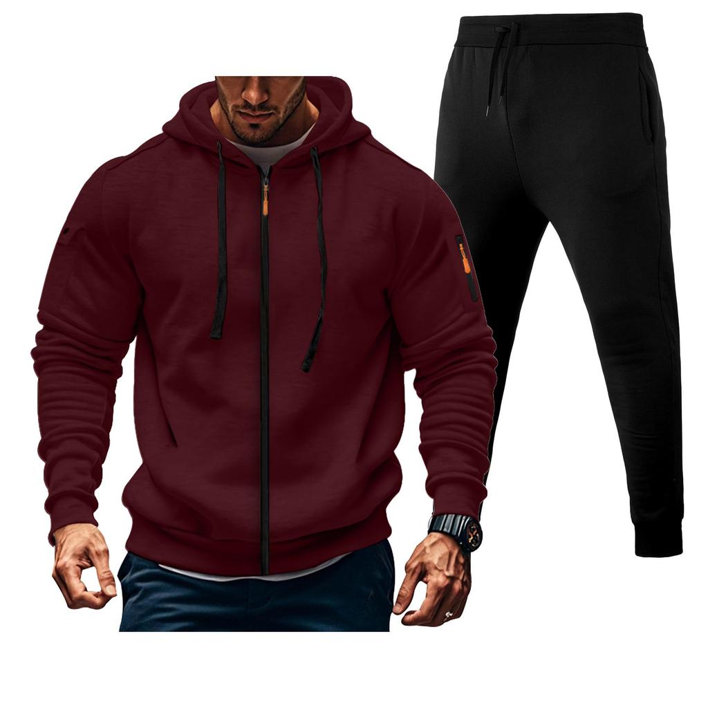 Herren 220g Kapuzenpullover mit Doppelreißverschluss und Jogginghosen-Set - Versand am selben Tag