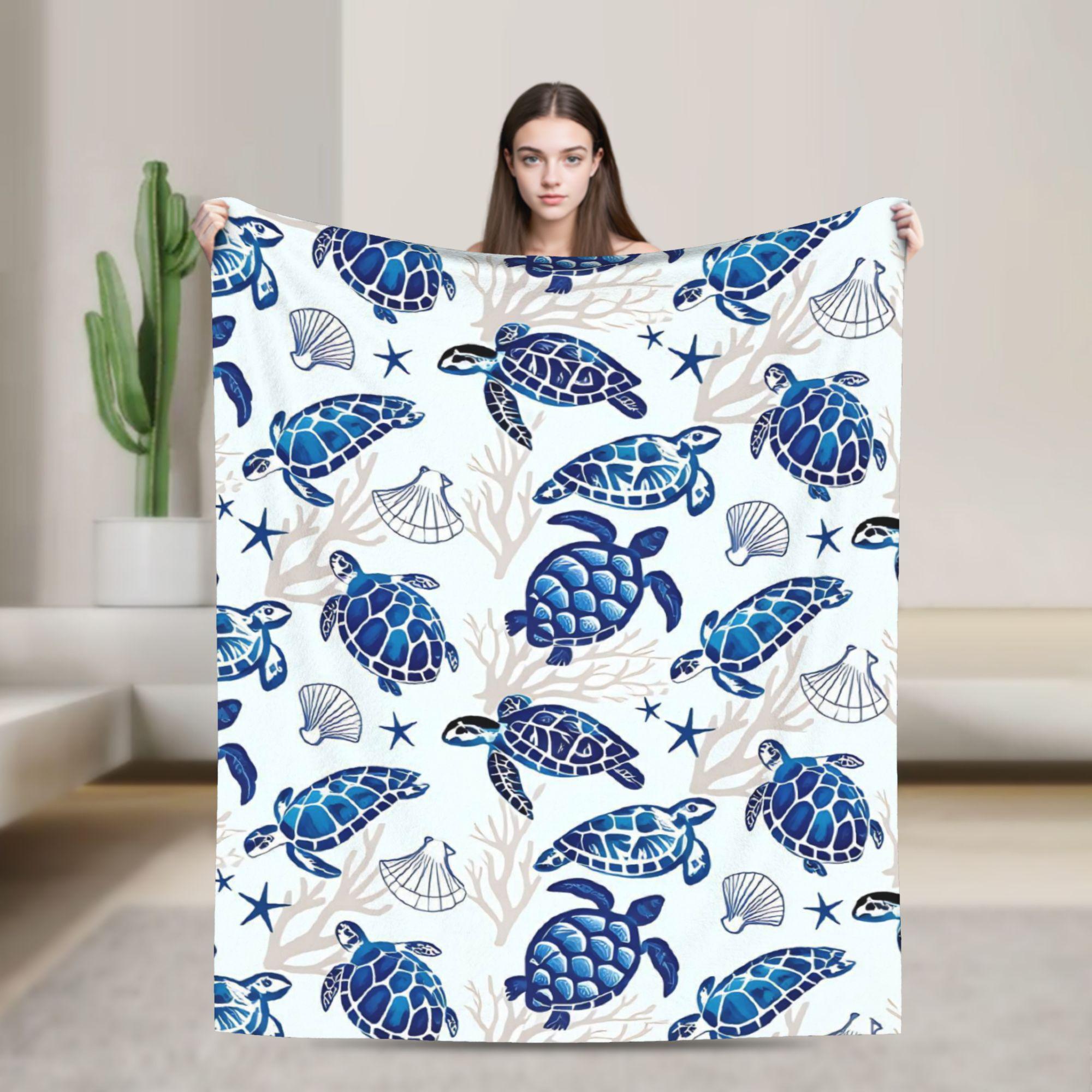 Sea Turtle Blanket Quality Warm Soft Throw Blanket Spring Plane Travel Chair Sofa Bed Funny Bedspread 75X95CM