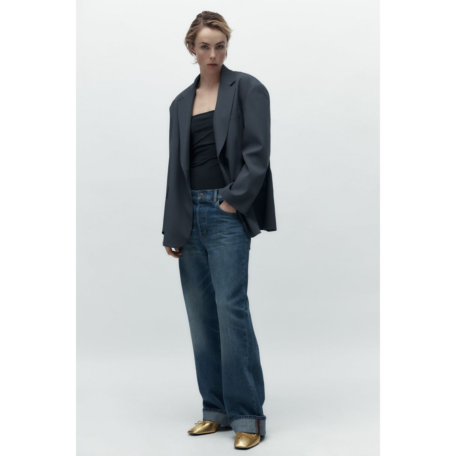 

LEATHER BALLERINAS WITH BLOCK HEEL