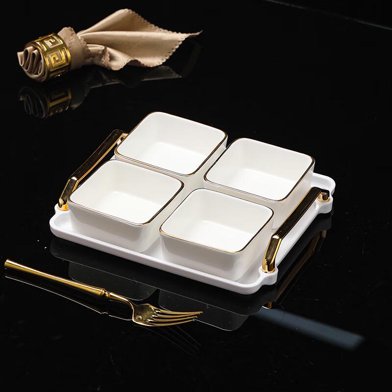 Nordic Ceramic 4-Compartment Snack & Fruit Serving Platter