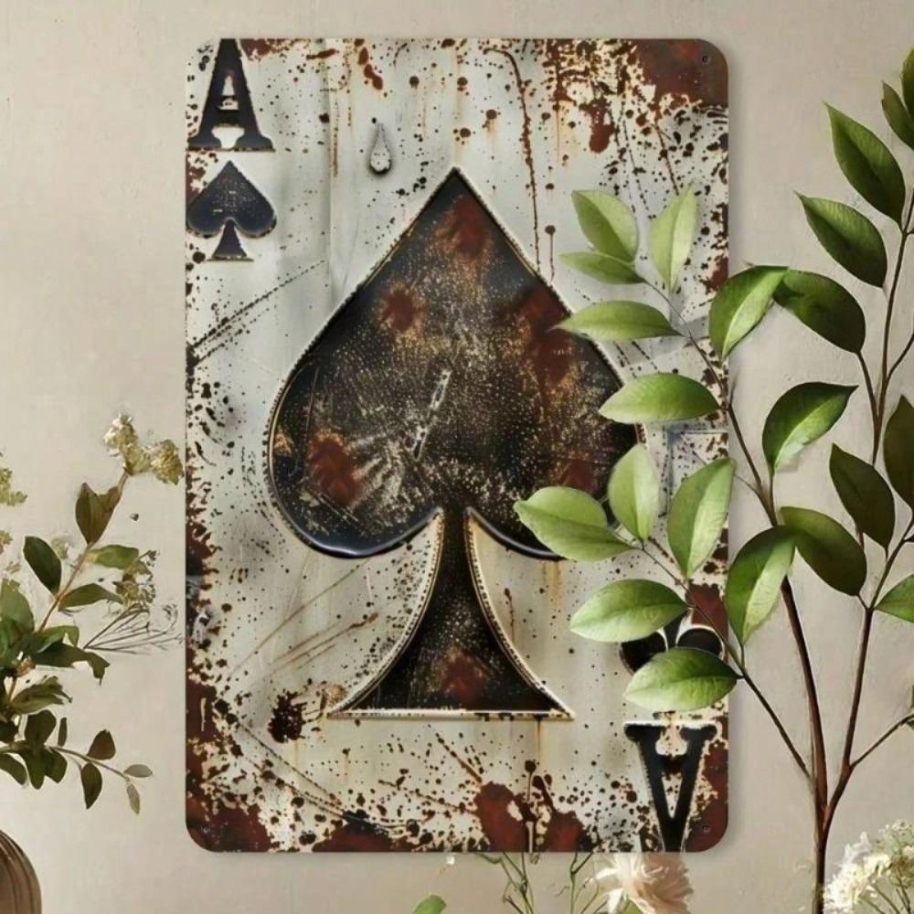 Vintage Metal Sign Ace of Spades Playing Card Decor for Bar Garage Wall Art 20x30cm