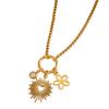 Elegant 18K Gold-Plated Sun Pendant Heart Necklace - Stainless Steel Women's Jewelry