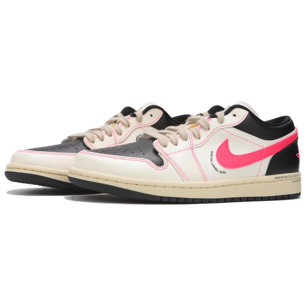 Jordan Air Jordan 1 Abrasion Resistant Abrasion Resistant Low top Vintage Basketball Shoes Women's Beige Black Pink DC0774-101(Teamfour-)