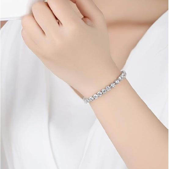 Luxury Hiphop Iced Out 4mm Cubic Zirconia Crystal Tennis Bracelets For Women Men Color Silver Color Bracelet Chain Jewelry