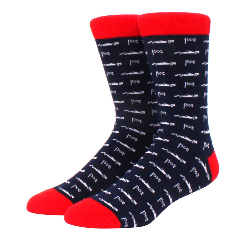 brand new men's socks colorful combed cotton crew socks Jacquard striped knee high socks for Funny men business casual dress