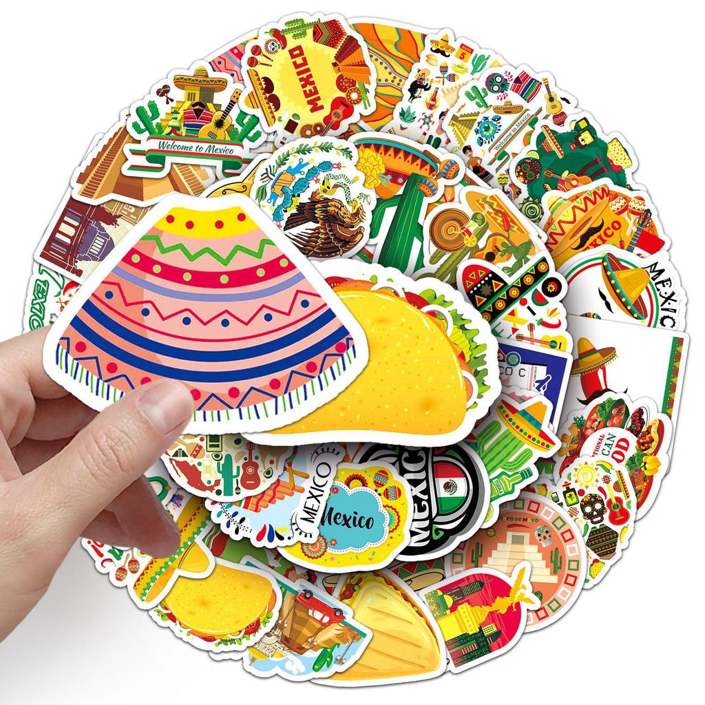 50 Mexico Travel Stickers: Waterproof Cartoon Decorations for Laptops & Journals