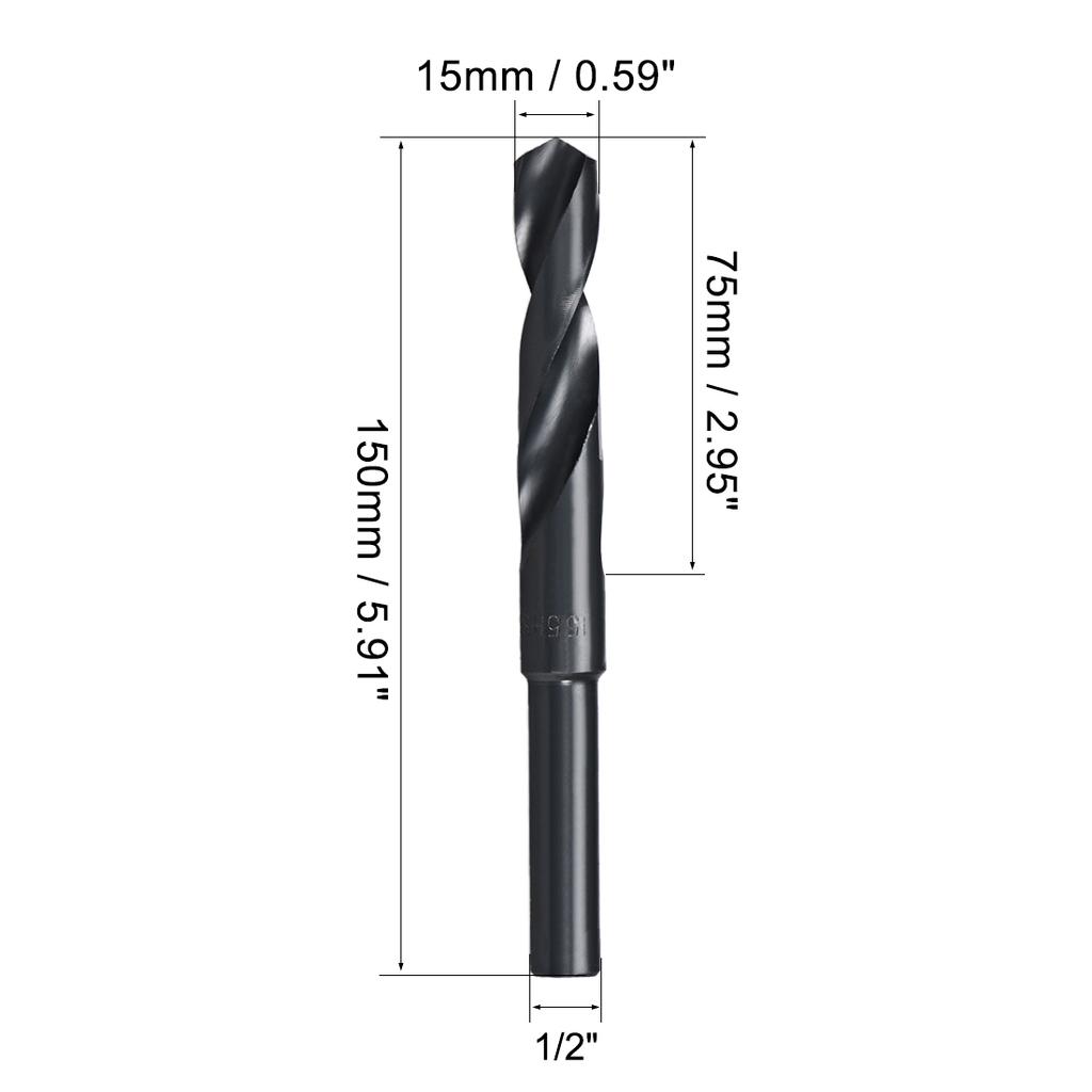 2pcs 15/18/28/35/mm Twist Drill Bits Black Nitride Coated HSS-6542 with 1/2" Reduced Shank