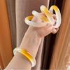 Gradient Yellow Quartzite Jade Bracelet with Wide Band