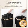 Large Laundry Hamper, 100L Waterproof Laundry Basket with Lid and Removable Bag, Collapsible Tall Clothes Hamper with Bamboo Handles for Clothes Toys