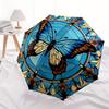 Stunning Butterfly Stained Window PanelUmbrella, Portable 3-Fold Compact Umbrella,Christmas Gift ES533