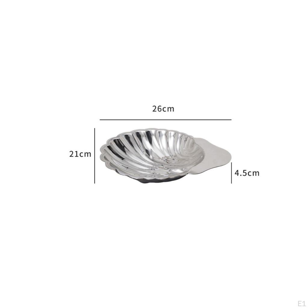 Muschelschale Spiegelglanz Edelstahl Dekorative Obstschale mit flachem Rand für Hausbesitzer,