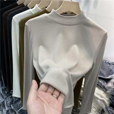 Women's 2XL Bottoming Shirt Women's Long-sleeved Cotton T-shirt Autumn and Winter New Half Turtleneck Versatile Inner Top
