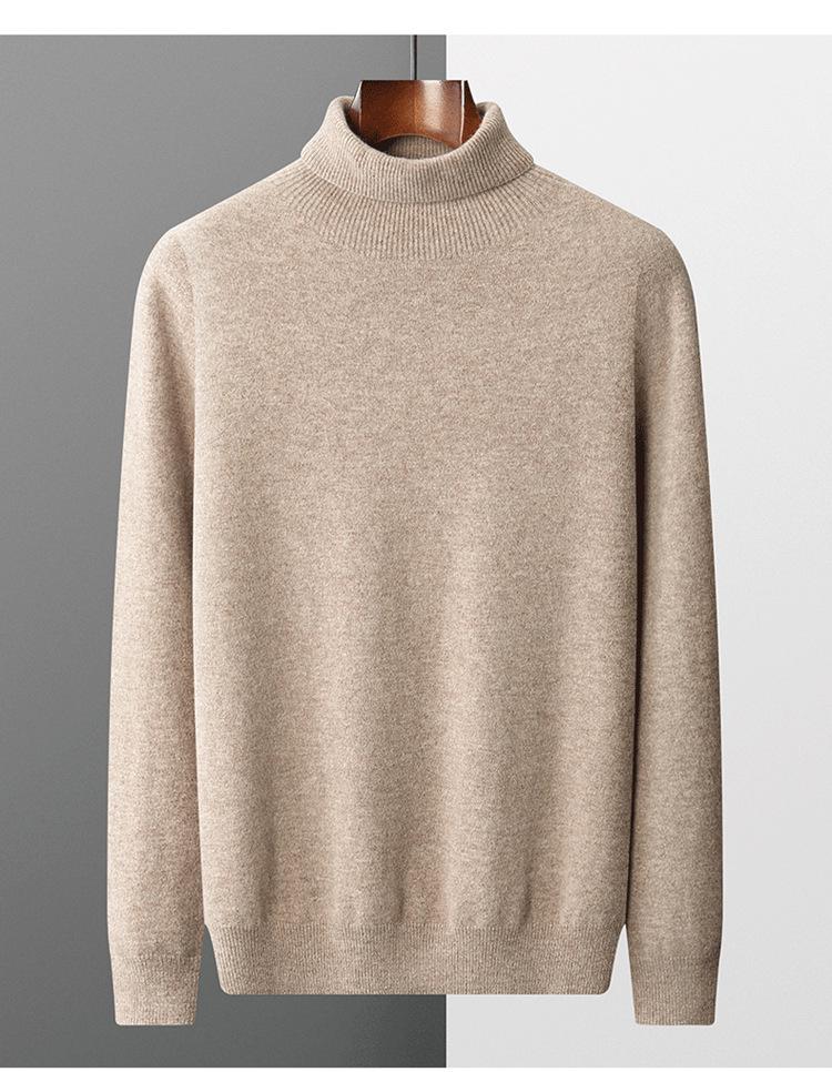 Spring & Autumn Men's Pure Wool Plus Size Knit Sweater - Versatile, Trendy, Lightweight.