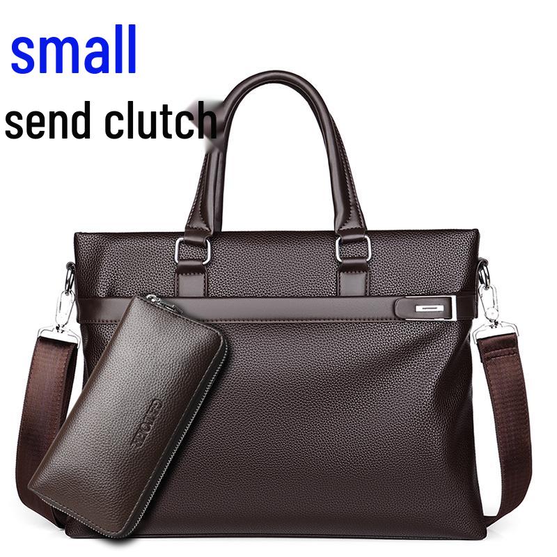 Men's Large Capacity Soft Leather Business Briefcase - A4 Shoulder and Crossbody Computer Bag