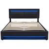 Upholstered Bed 140 X 190cm, with USB Port (Supports Wireless And Wired Charging), with LED Lighting And Storage Space, Without Mattress, Faux Leather