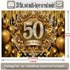 Black Golden 50th Birthday Banner, Luxurious Backdrop Wall Decor for Party