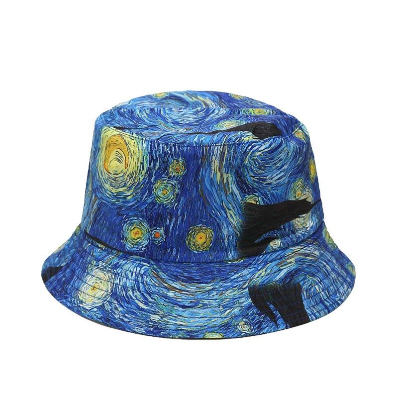 Bocca Starry Night Bucket Hat Reversible Bucket Hats Double Sides Cap Cotton Foldable FisherUnisex Hat Hip Hop Fashion