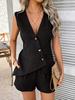 Summer 2025 V-Neck Irregular Vest & Shorts Set for Europe and America