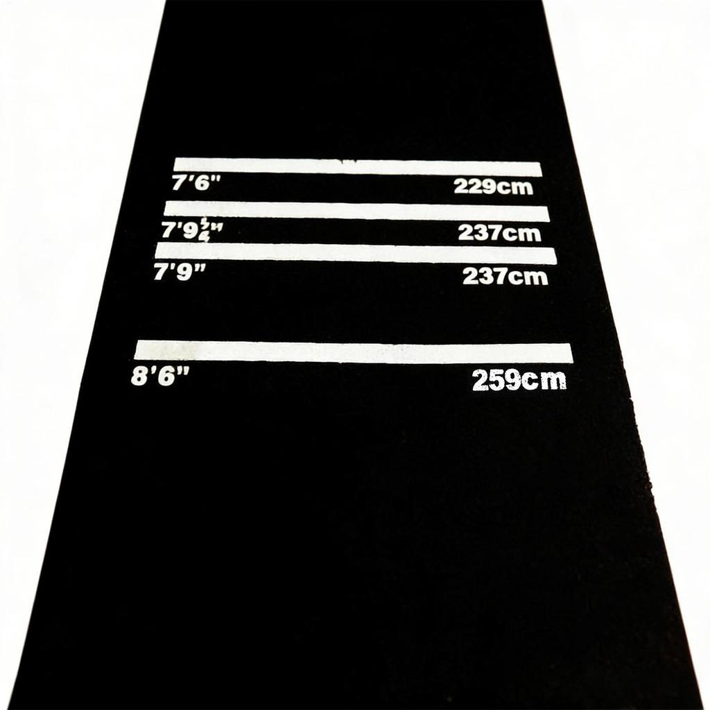 Rutschfeste Dartmatte Stoßdämpfende Schutzunterlage 300x34cm Dartteppich Läufer mit 4 Wurfentfernungen für Spielzimmer, Wohnzimmer