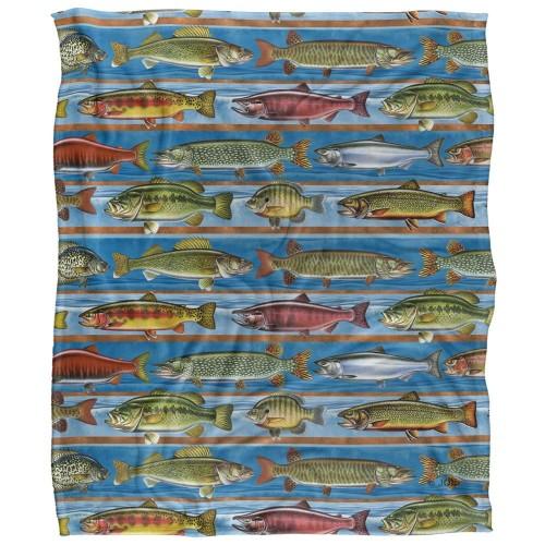 JQ Licensing Silky Patterned Fishing Supersoft Blanket