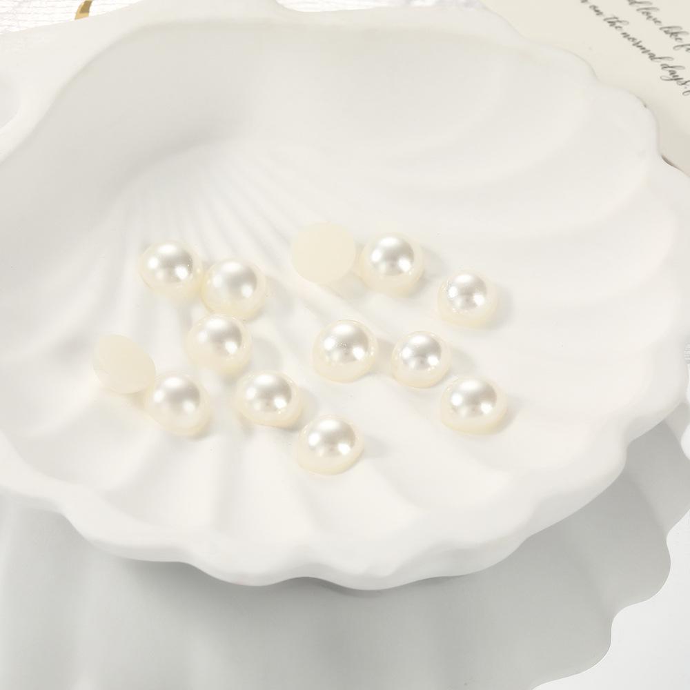 Semi-Circular White Pearl Flat Back Stickers for DIY Nail Art and Phone Cases
