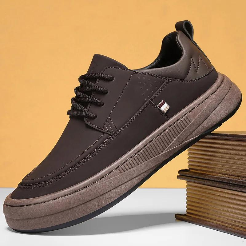 Casual Shoes for Men Luxury High Quality Men Leather Shoes Fashion Comfortable Walking Shoes Designer Soft-Sole Men Sneakers New