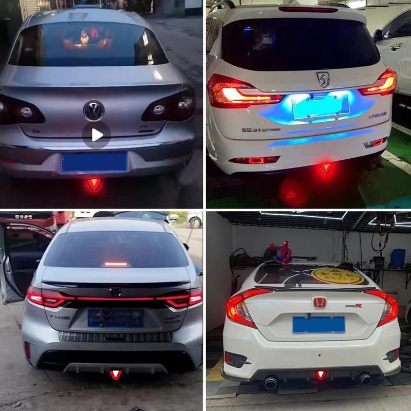 LED Car Flash Tail Brake Light 12V Rear Bumper Strobe Lamp Flowing Triangle Taillight For Auto Truck Pickup Motorbike Waterproof