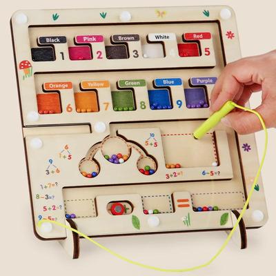 Montessori Color Sorting Math Toys Kids Magnetic Pen Moving Bead Games Arithmetic Learning Fine Motor Training Educational Toys