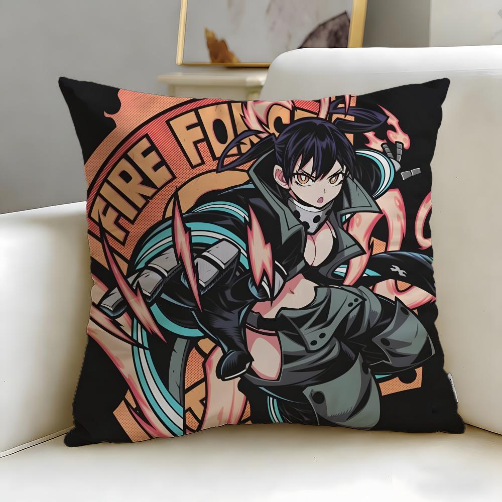 popular anime Fire Force Cushion Cover Soft  EasyWash Pillow Case  Versatile for Couch Bed Travel and Office