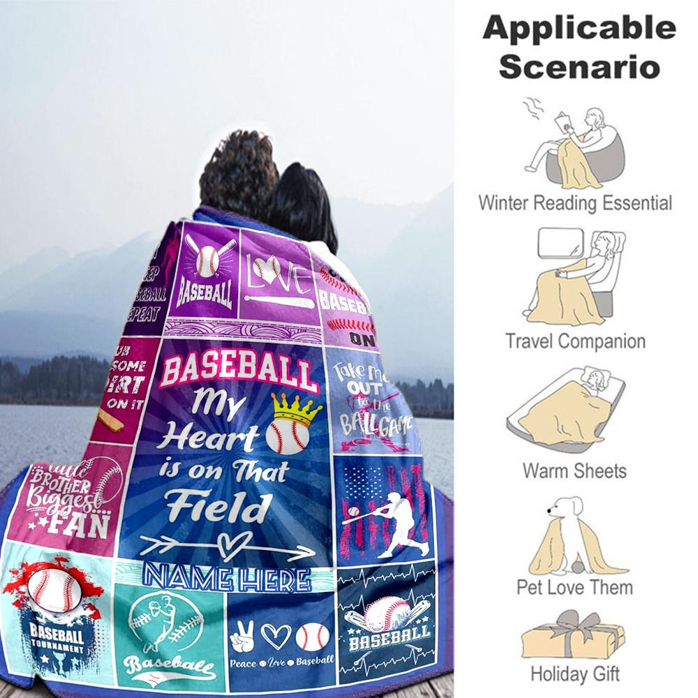 Play Ball Customize Your Name Blanket Cozy Customizable Blanket Durable Comfort Throw For Home Decor Office Couch Office Chair Ideal for All Seasons