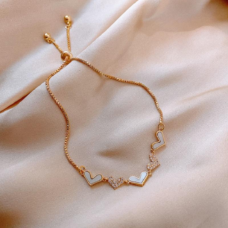 Elegant Inlaid Rhinestone Korean Bracelets Gold Colour Flower Charm Bracelet For Women Fashion Jewelry Accessories Party