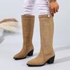 Winter 2025 New Pointed Toe Plus-size High-heeled Fashion Boots Women's Thick-heeled Sleeve Knight Boots