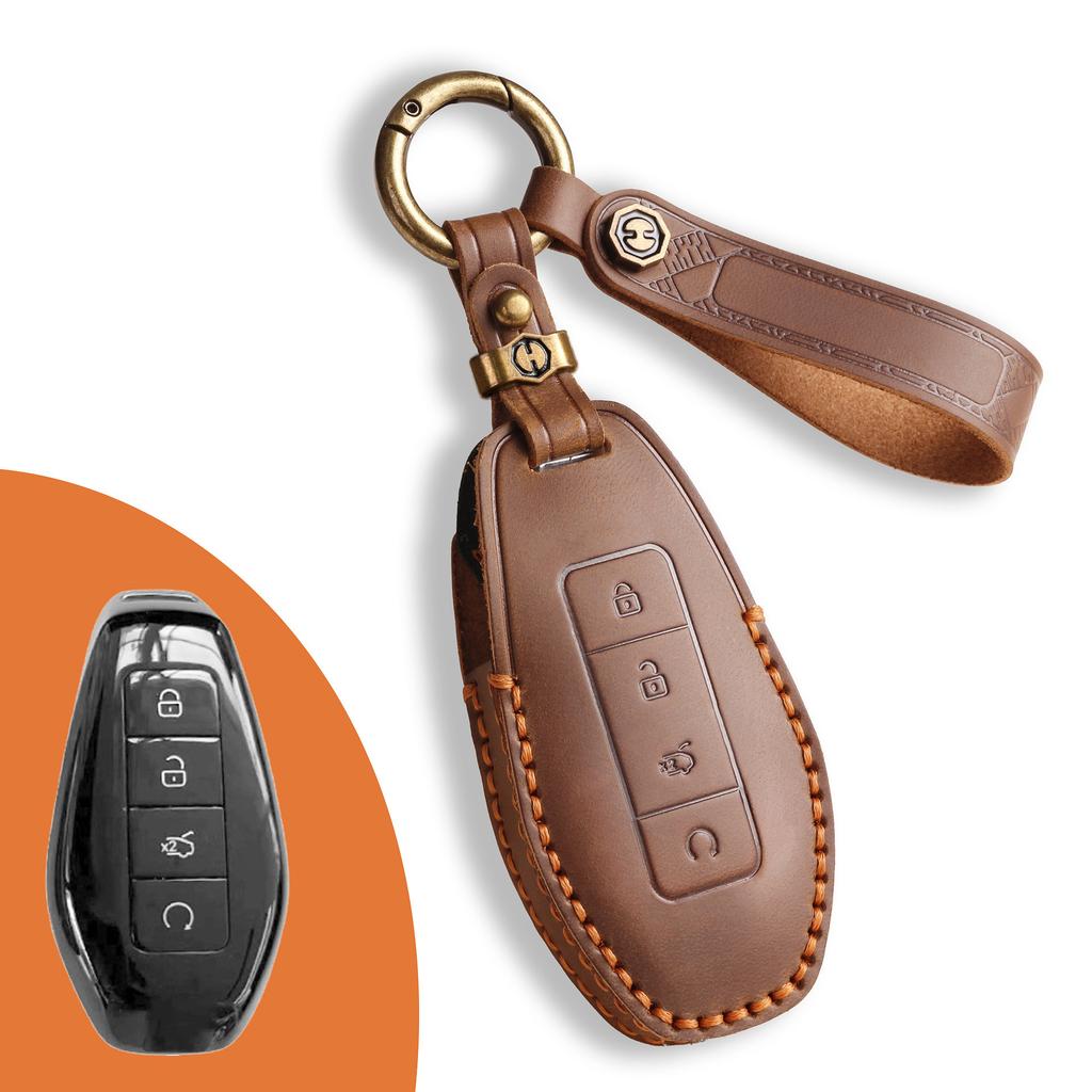 Suitable for Tengze key cover D9 Z9G leather shell car T Z9 interior accessories simple chain key protection
