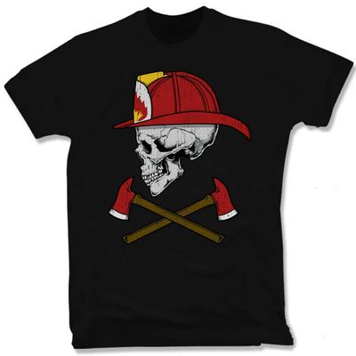 Fire Department Fire Fighter Volunteer Skull Fireman T Shirt