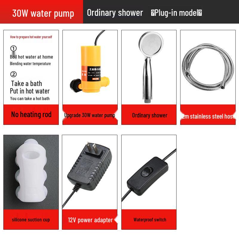 Portable Rechargeable Electric Shower Head for Dorms, Rentals, Outdoors