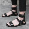 Fashion Summer New Men Gladiators High Tops Belt PU Leather Casual Shoes Breathable Beach Sandals Outdoor Slippers Black White Plus Size