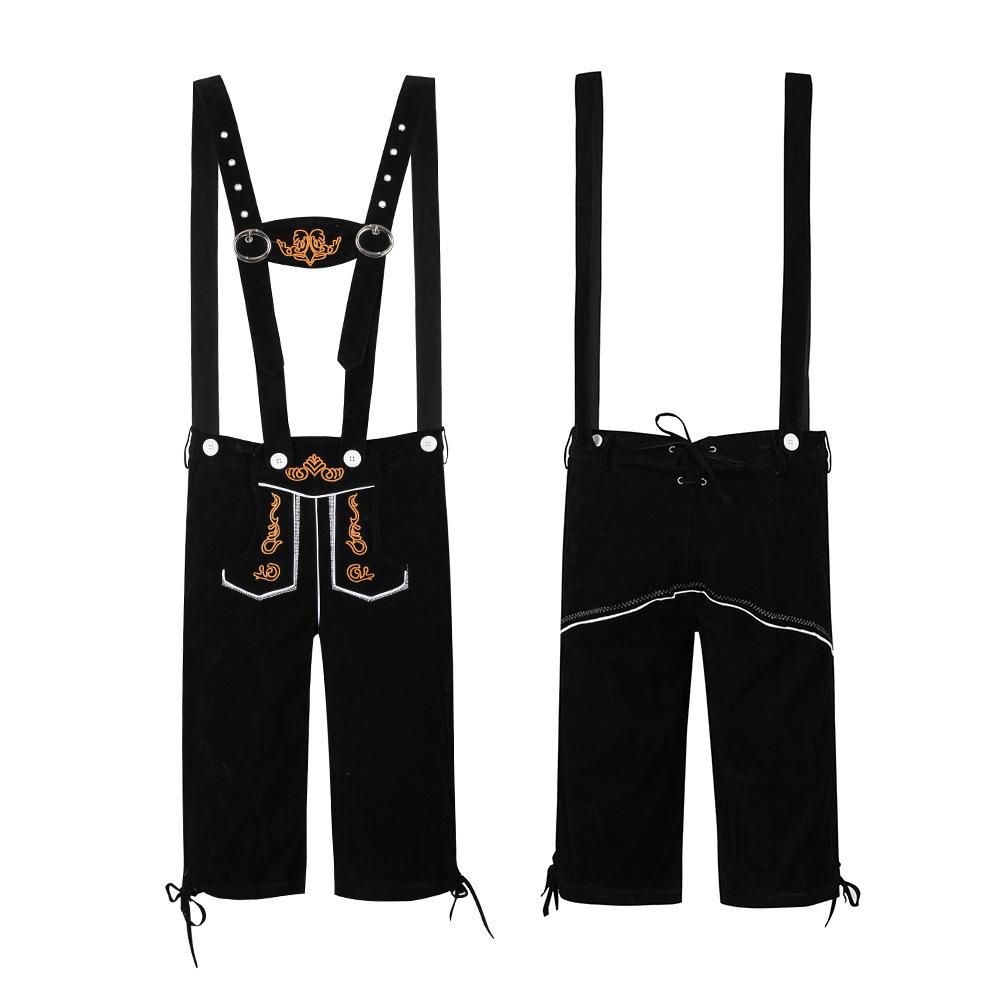 Mens Plaid Shirt Embroidered Bib Pants Munich Oktoberfest Halloween Cosplay Party Costume