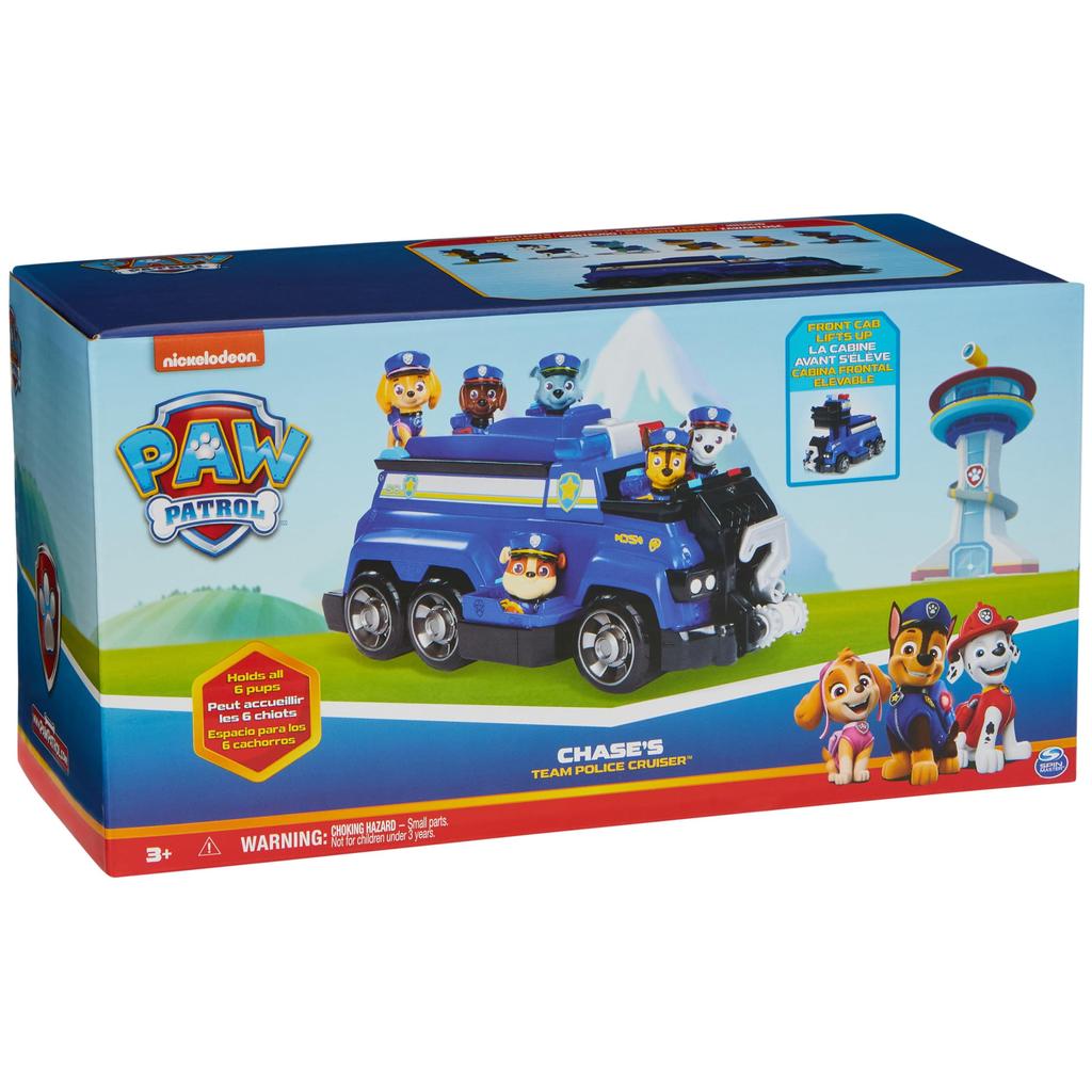 Paw Patrol Chase Total Team Rescue Police Cruiser Vehicle Toy Figures: Chase, Marshall, Skye, Rubble, Rocky, and Zuma [Parallel Import]
