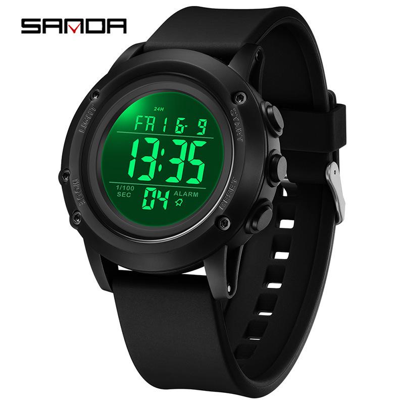Sanda Wasserdichte Leuchtende Sport-Armbanduhr für Herren - Einfache Multifunktionale Elektronische Uhr