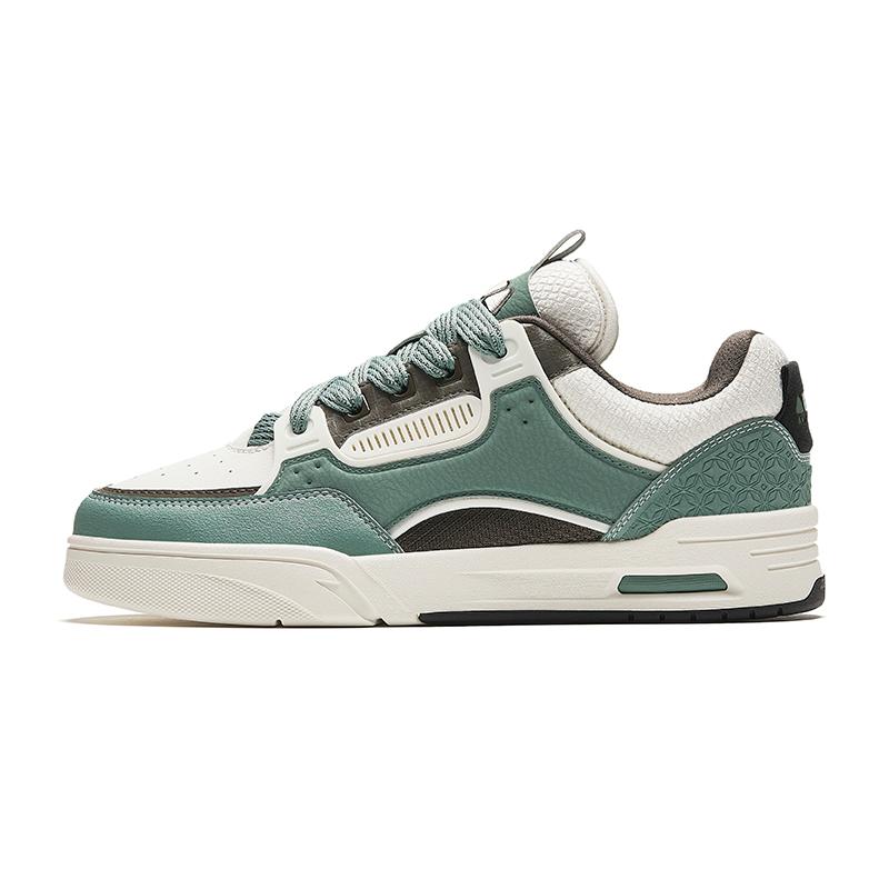 Anta AOJIE Cushioning, Wear Resistant Low top Skateboard Shoes Men s Green White Brown Sneakers 112448040R-6 41