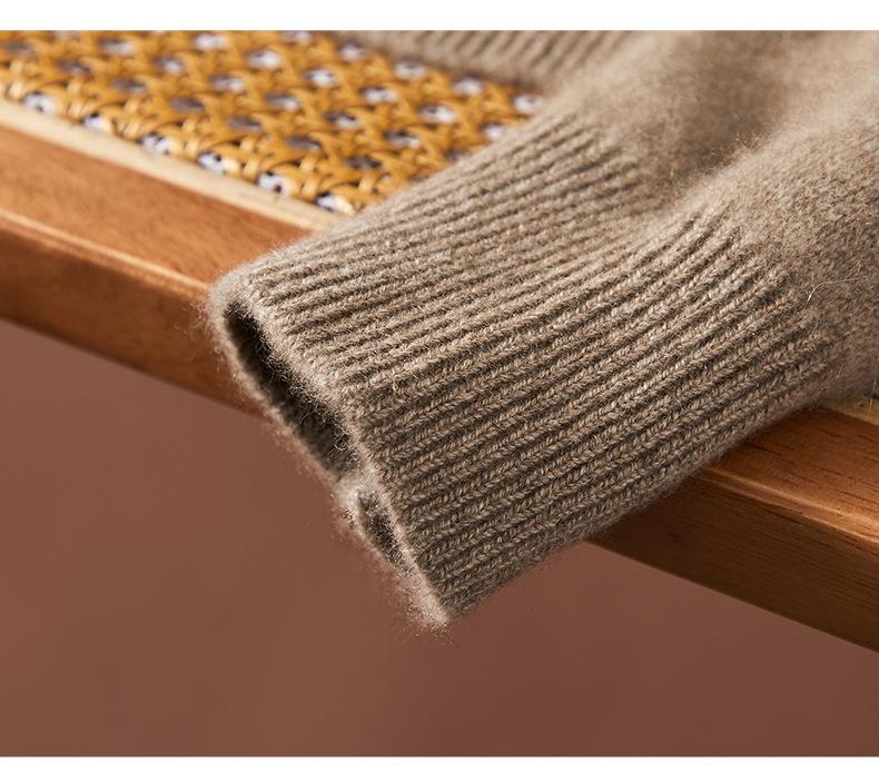 2024 Women's Autumn/Winter Thickened Slim Fit Cashmere Sweater - Semi-High Neck, Solid Color, Warm Knit Base Layer