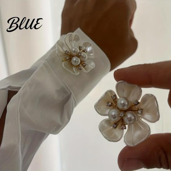 Photo Shoot Accessories Flower Cufflinks Faux Pearl Rhinestone Button Covers