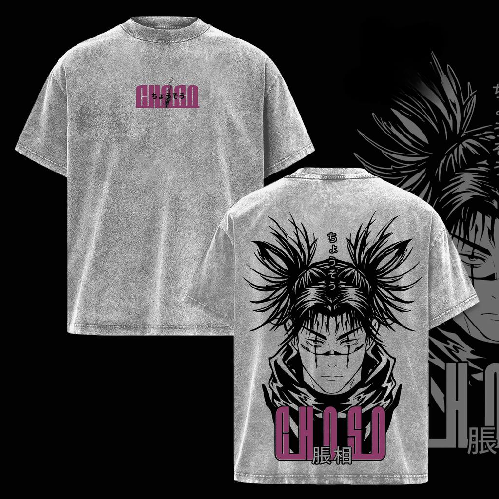 Choso Jujutsu Kaisen T-Shirt Anime Gedrucktes T-Shirt Für Herrenbekleidung Harajuku Gewaschenes Oversized T-Shirt Lässige Baumwoll-T-Shirts Oberteile