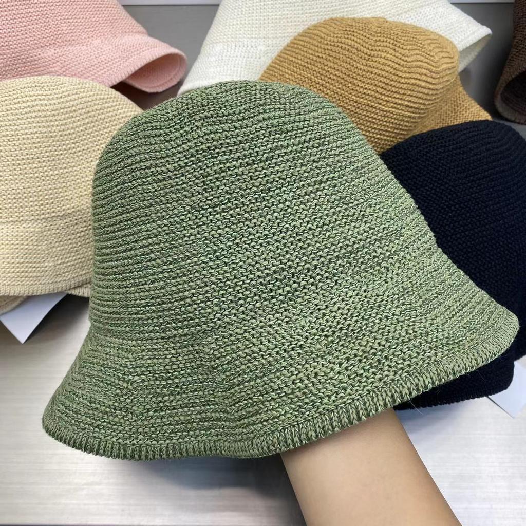 Spring and summer new handmade crochet bucket hat thin breathable sunscreen casual versatile face small bucket hat