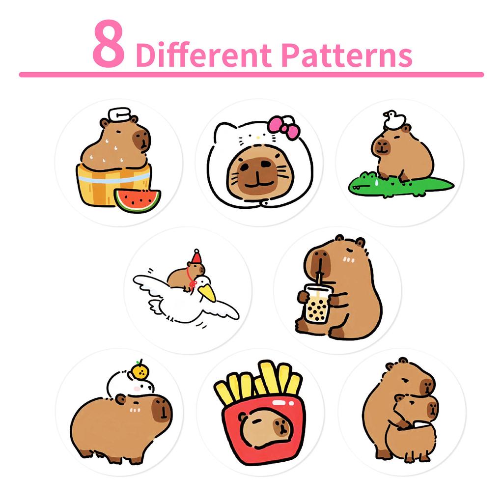 500 Sheets/Roll Capybara Sticker Roll Sticker Creative Hand Account Material Self-Adhesive Sealing Sticker