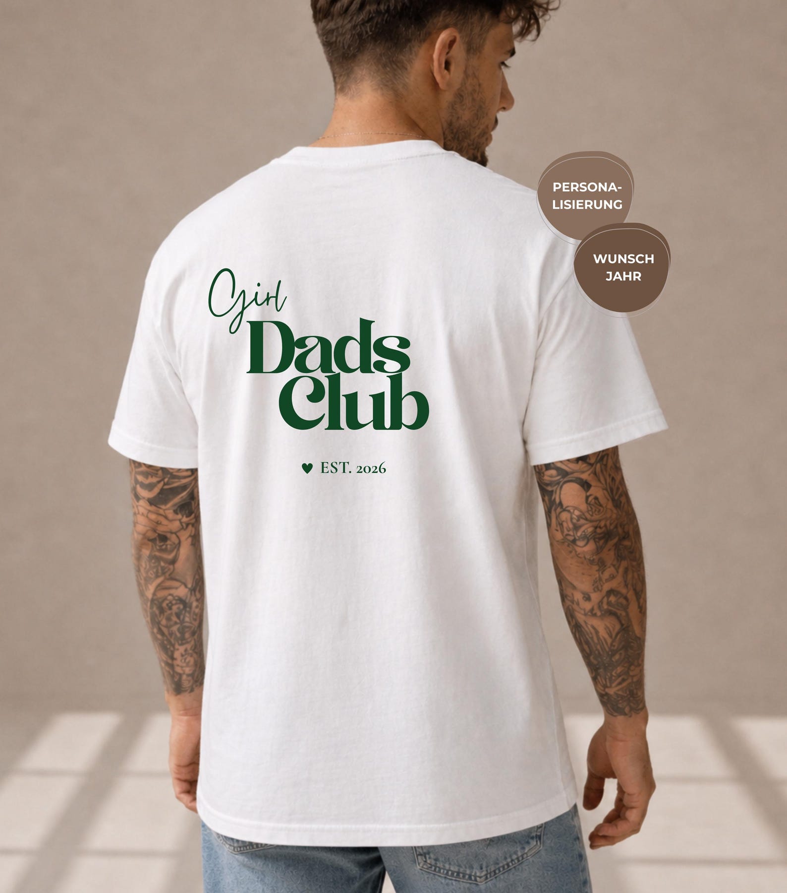 Personalized Girl Dads Club T-Shirt - Baby Shower Gift - Expectant Dad Gift Idea - Dads Club - Shirt with Desired Date L